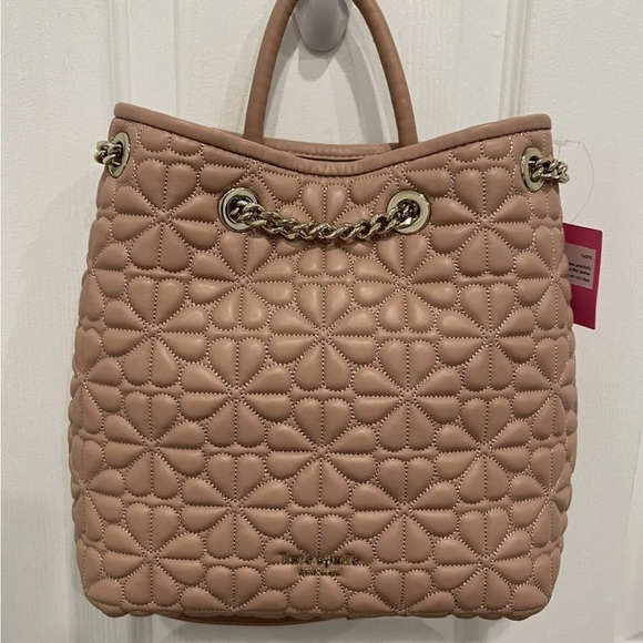Kate Spade Bloom Medium Quilted Nappa Leather Backpack Flapper Pink $398 New - Picture 4 of 9